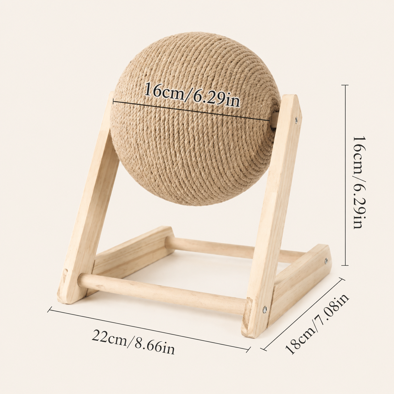 Rascador Giratorio de Sisal para Gatos con base de madera