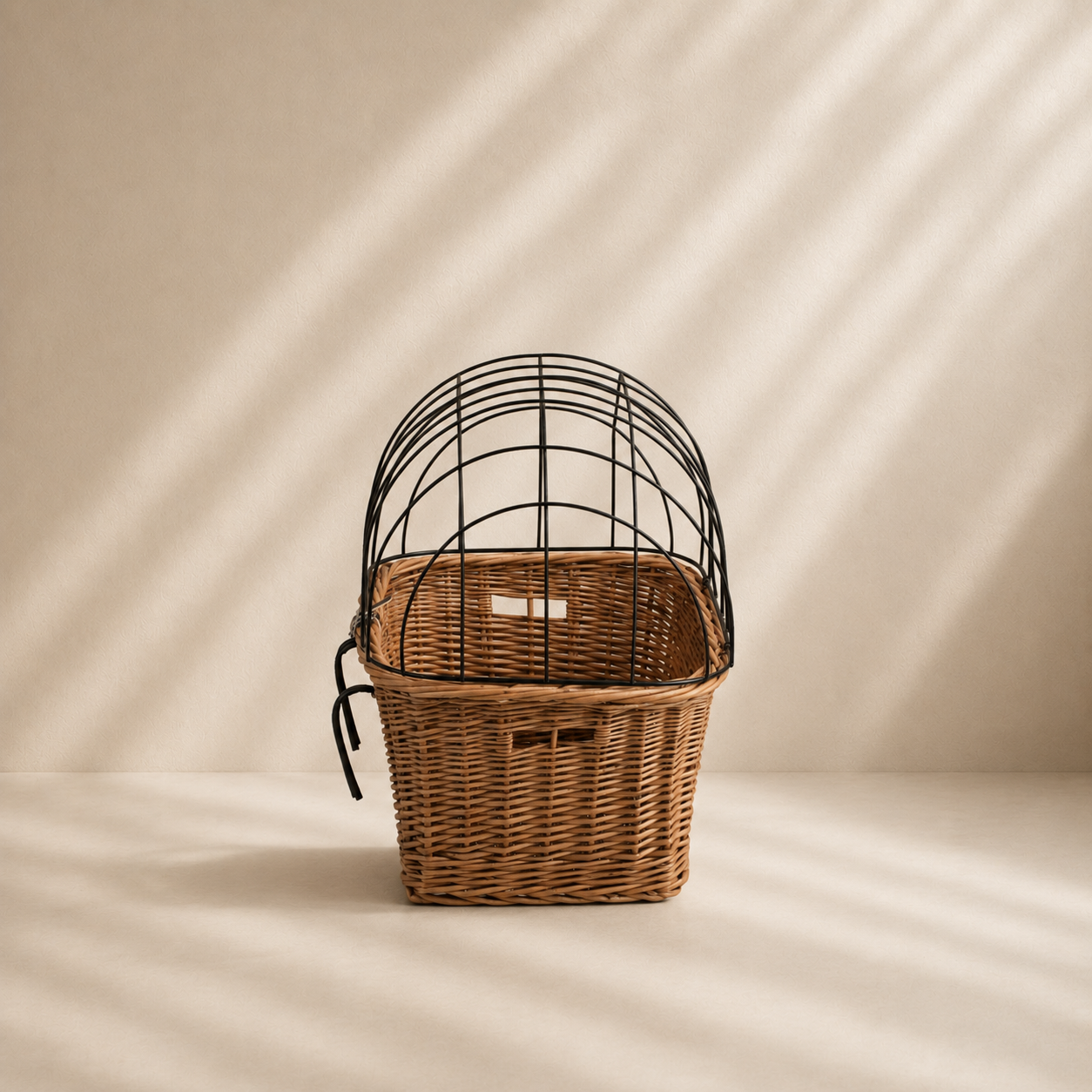 Cesta Ciclista de Mimbre Natural para Mascotas