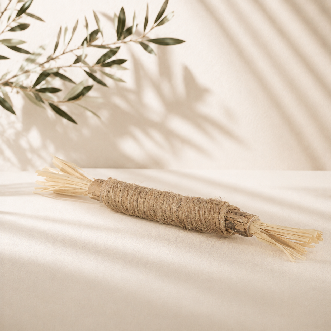 Matatabi Stick with Dried Fruit, Jute, and Rafia Tassels for Cats