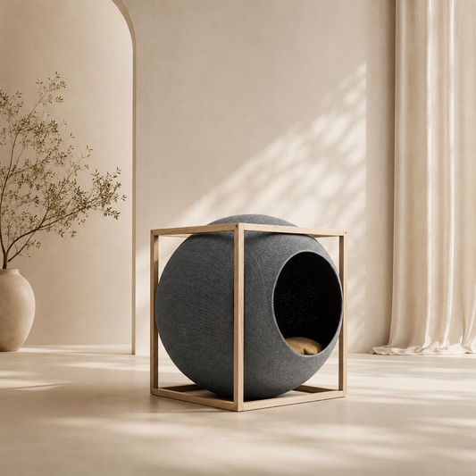 Cubo Nido Gris Oscuro · Edición Madera y Algodon
