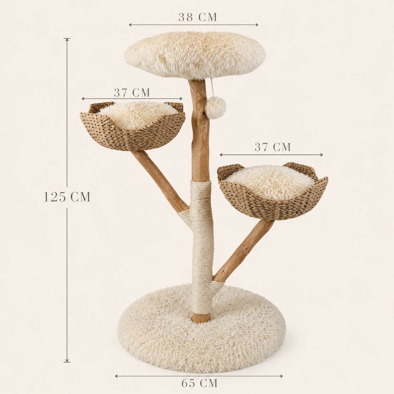 Árbol de madera y ratan para Gatos Grove · 125 cm