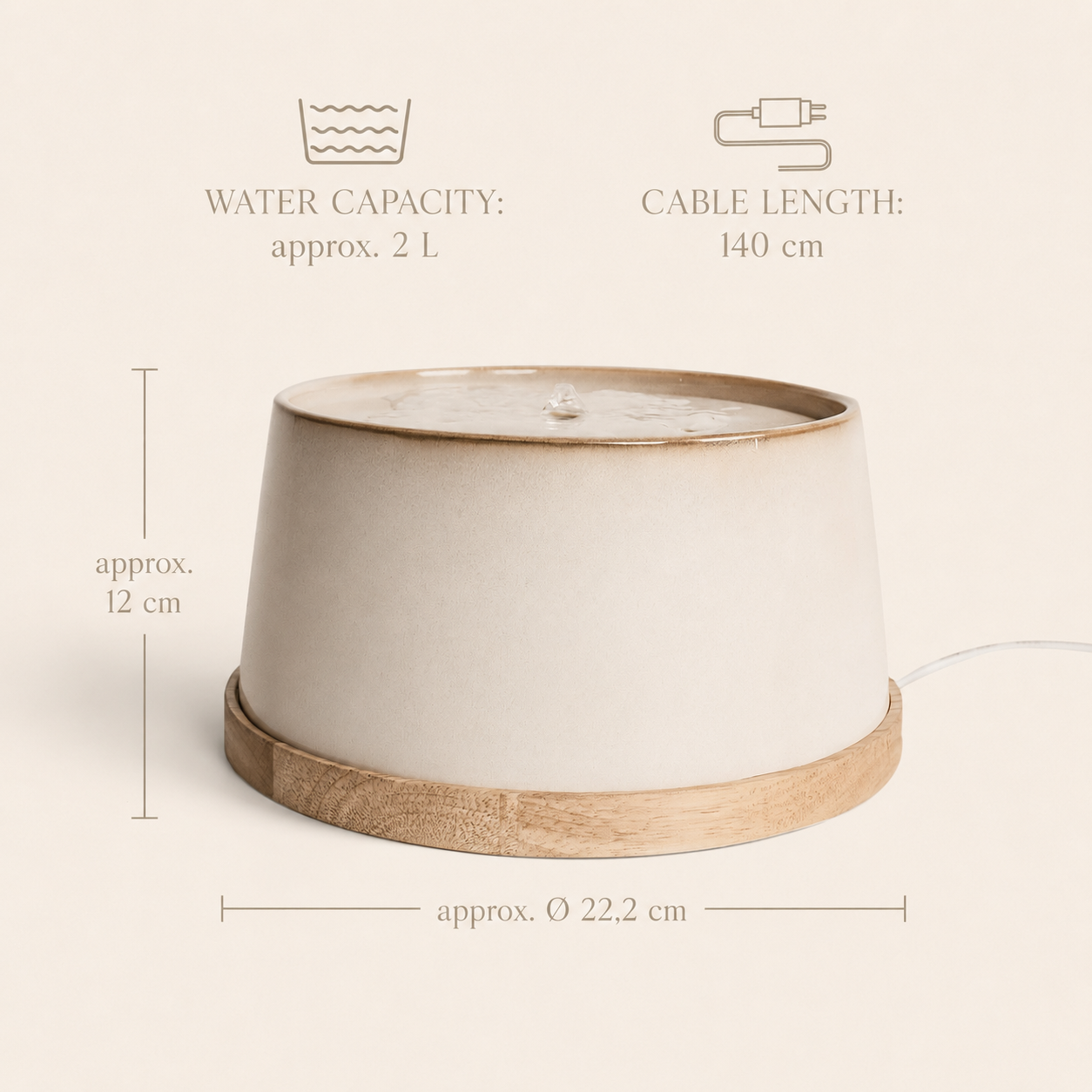 Fuente de Cerámica con Base de Bambú