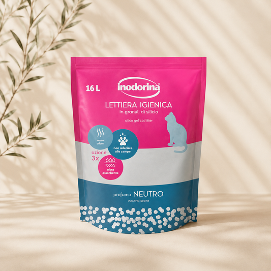 Inodorina Bag 16 L – Ultra-absorbent and anti-odour silica cat litter