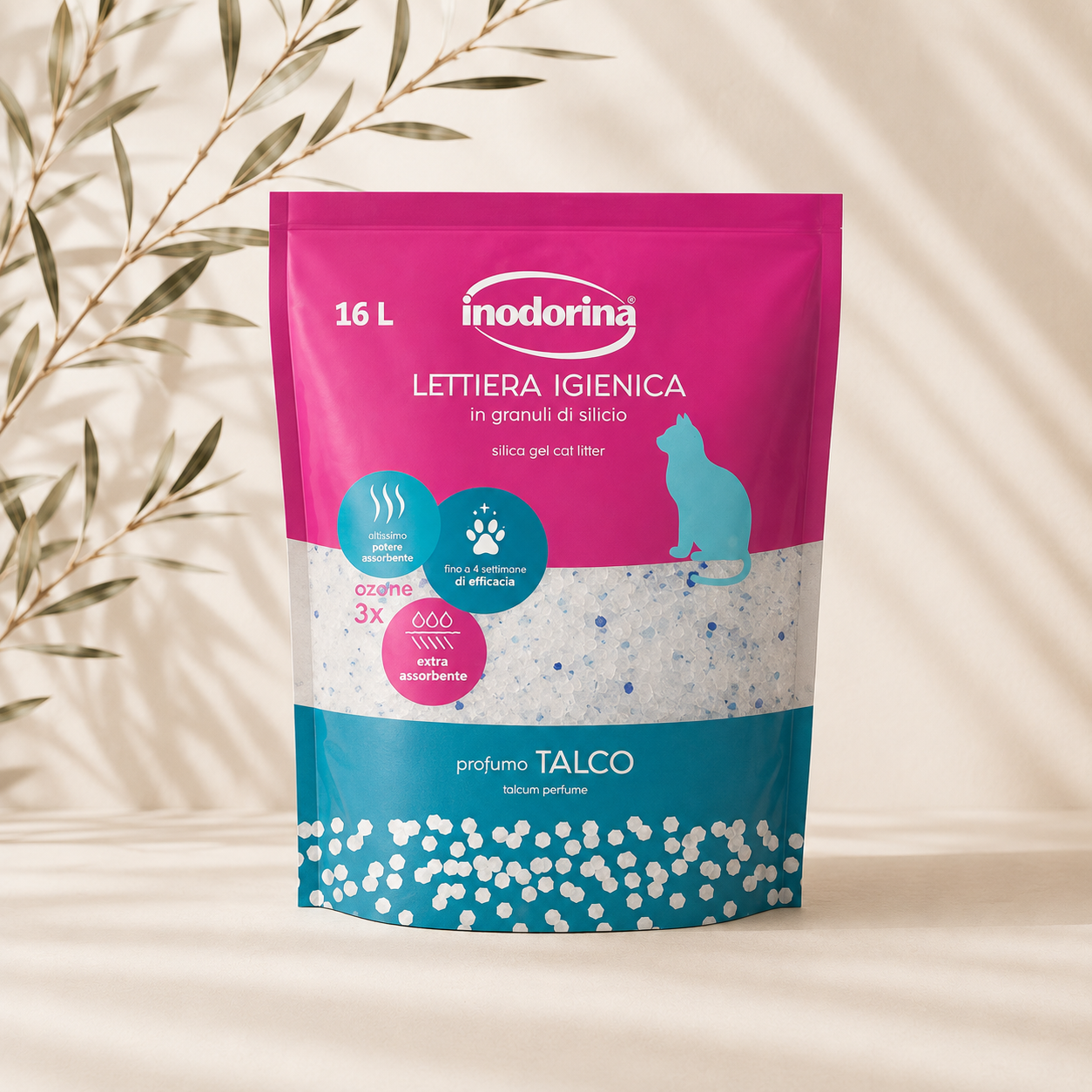 Inodorina Magique Talc 16 L – Ultra-absorbent silica cat litter