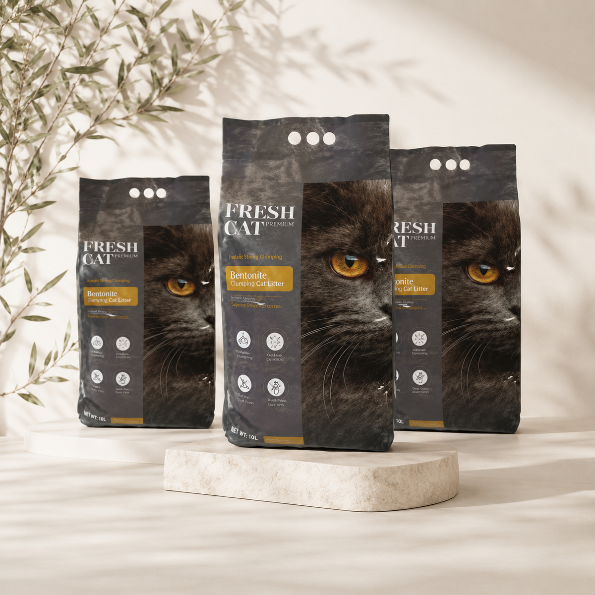 Activated carbon bentonite clumping cat litter 15 kg
