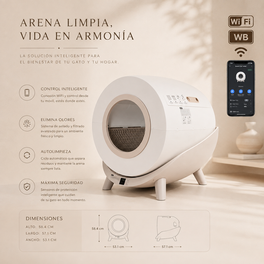 Smart Self-Cleaning Litter Box for Cats with WiFi and App – 80 L