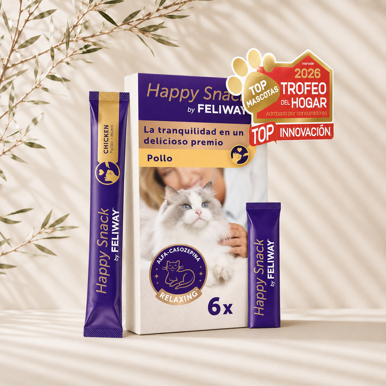 FELIWAY® Happy Snack Chicken | Calming Snack for Cats 6 x 15 g