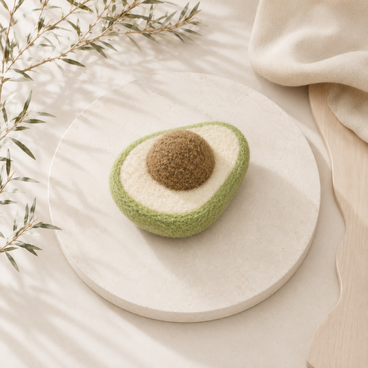 Handmade Wool Avocado Cat Toy with Catnip