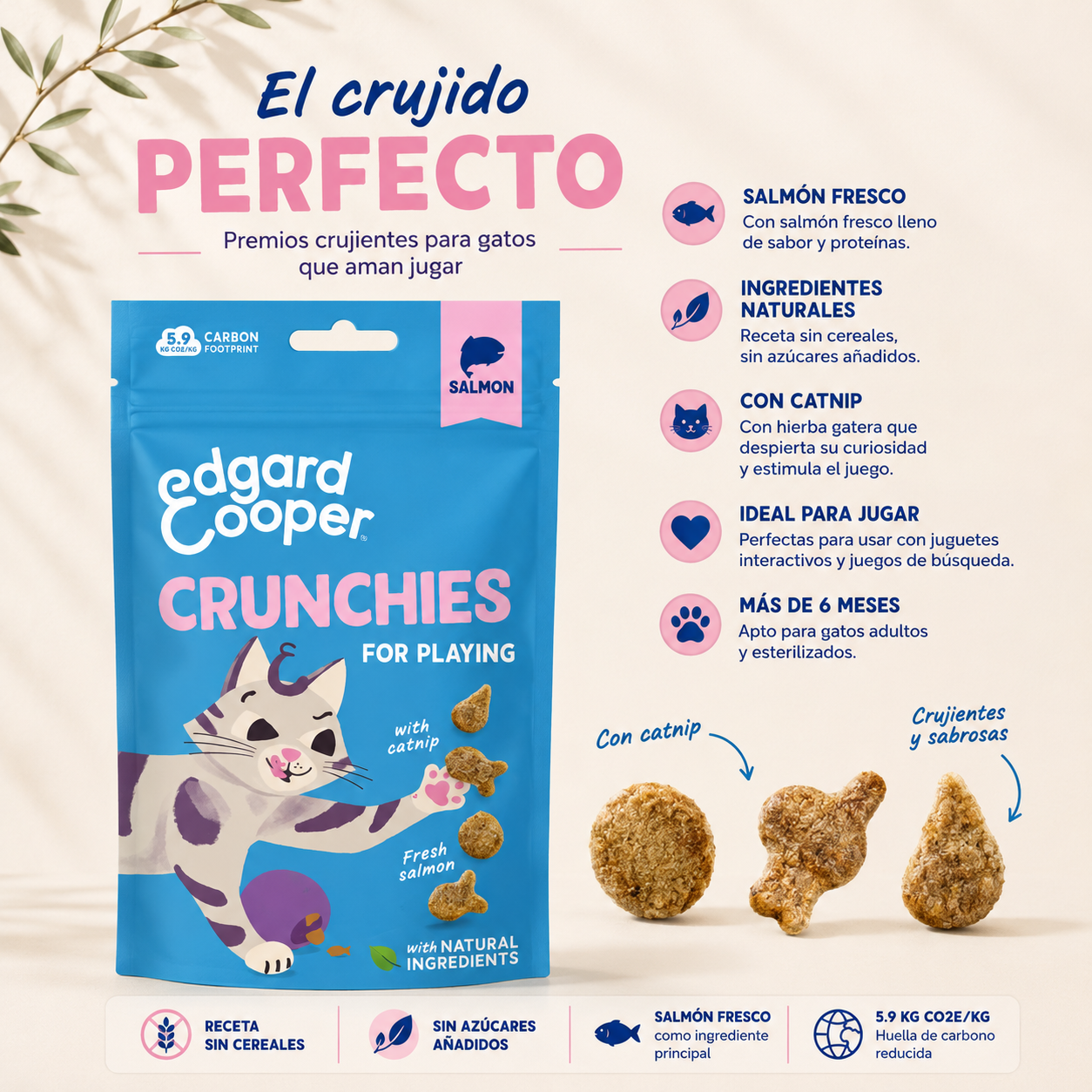Snack Galletitas de Salmón con Catnip para Gatos – Edgard & Cooper