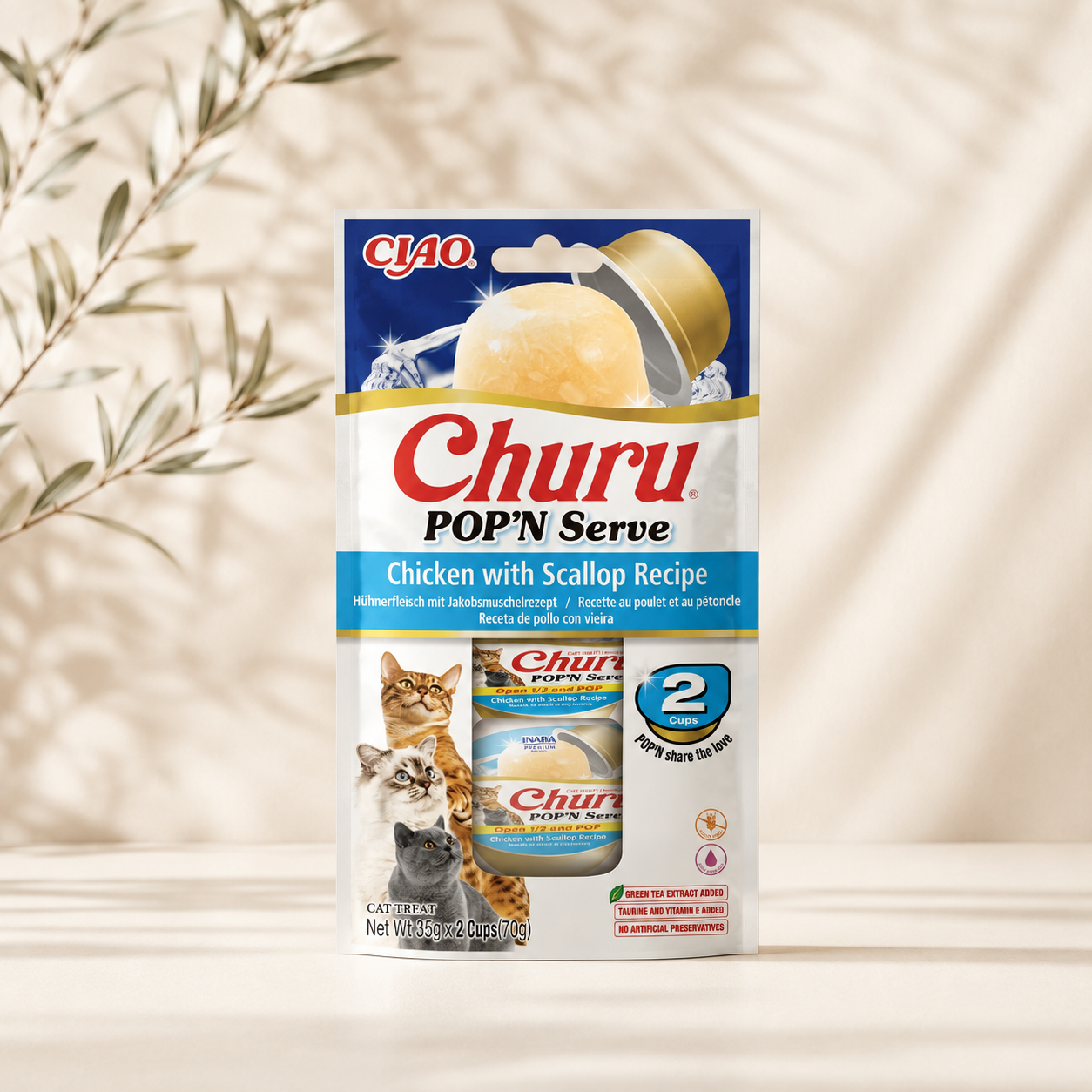 Churu Pop’n Serve Pollo para Gatos Snack Húmedo en Gelatina