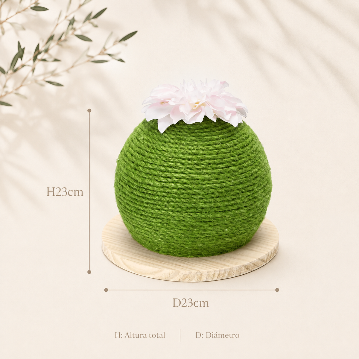 Green Hemp and Wood Cactus Cat Scratcher Toy