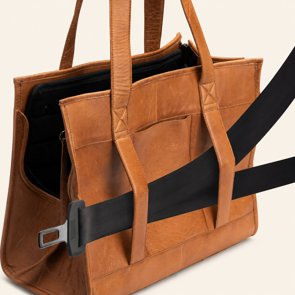 Bolso de Viaje de Cuero Natural para Gatos