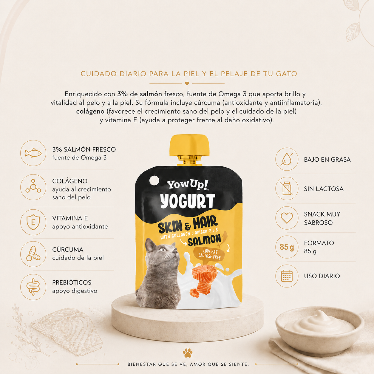 YowUp! Yogurt for Cats with Salmon, Omega 3 and 6 | 85 g