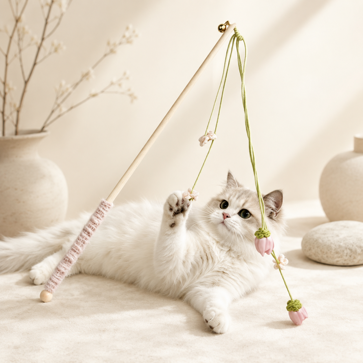 Interactive Floral Wand for Cats with Bell – 50 cm